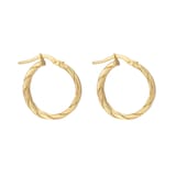 Goldsmiths 9ct Yellow Gold Textured Hoop Earrings