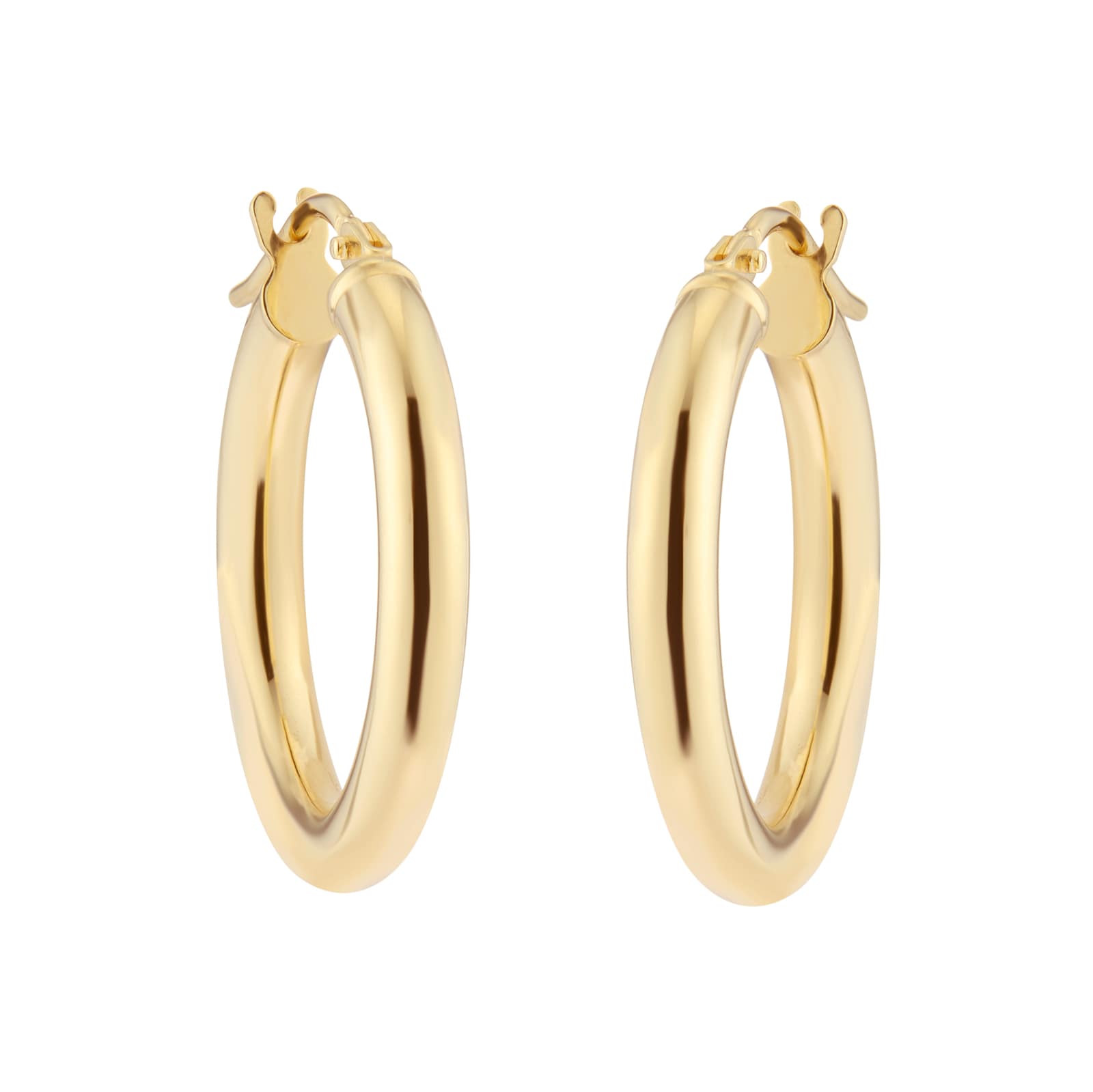 Goldsmiths 9ct Yellow Gold Round Tube Hoop Earrings
