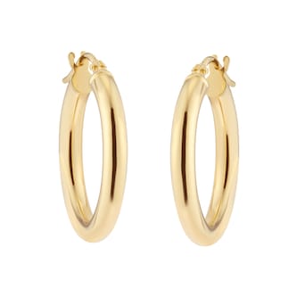 Goldsmiths 9ct Yellow Gold Round Tube Hoop Earrings Goldsmiths 9ct Yellow Gold Round Tube Hoop Earrings