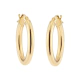 Goldsmiths 9ct Yellow Gold Round Tube Hoop Earrings
