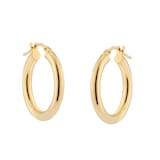 Goldsmiths 9ct Yellow Gold Round Tube Hoop Earrings