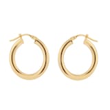 Goldsmiths 9ct Yellow Gold Round Tube Hoop Earrings