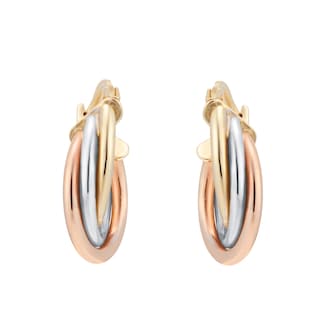 Goldsmiths 9ct Tri Colour Gold Hoop Earrings