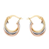 Goldsmiths 9ct Tri Colour Gold Hoop Earrings