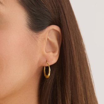Goldsmiths 9ct Yellow Gold Twist Creole Hoop Earrings Goldsmiths 9ct Yellow Gold Twist Creole Hoop Earrings
