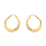Goldsmiths 9ct Yellow Gold Twist Creole Hoop Earrings