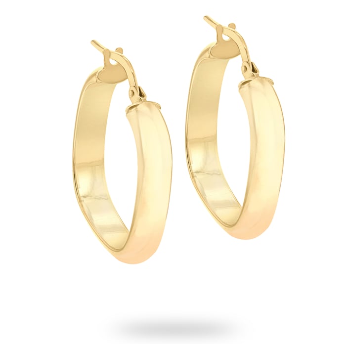 Goldsmiths 9ct Yellow Gold Square Creole Hoop Earrings