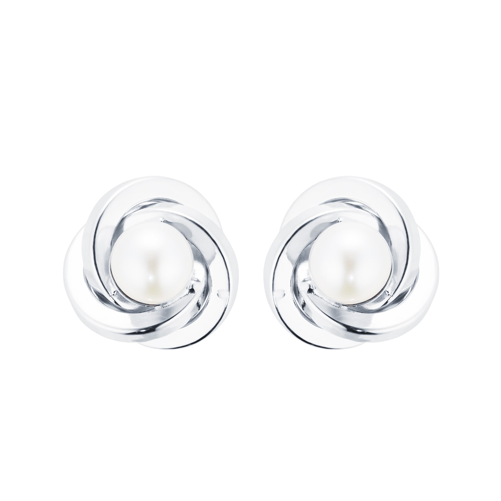 Goldsmiths 9ct White Gold and Pearl Knot Stud Earrings Goldsmiths 9ct White Gold and Pearl Knot Stud Earrings