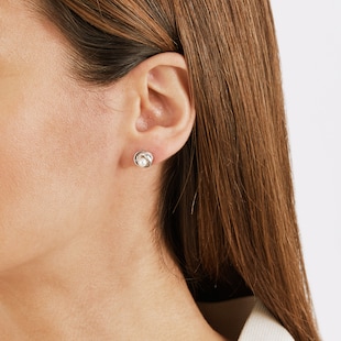 Goldsmiths 9ct White Gold and Pearl Knot Stud Earrings