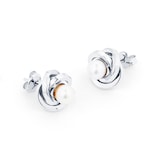 Goldsmiths 9ct White Gold and Pearl Knot Stud Earrings
