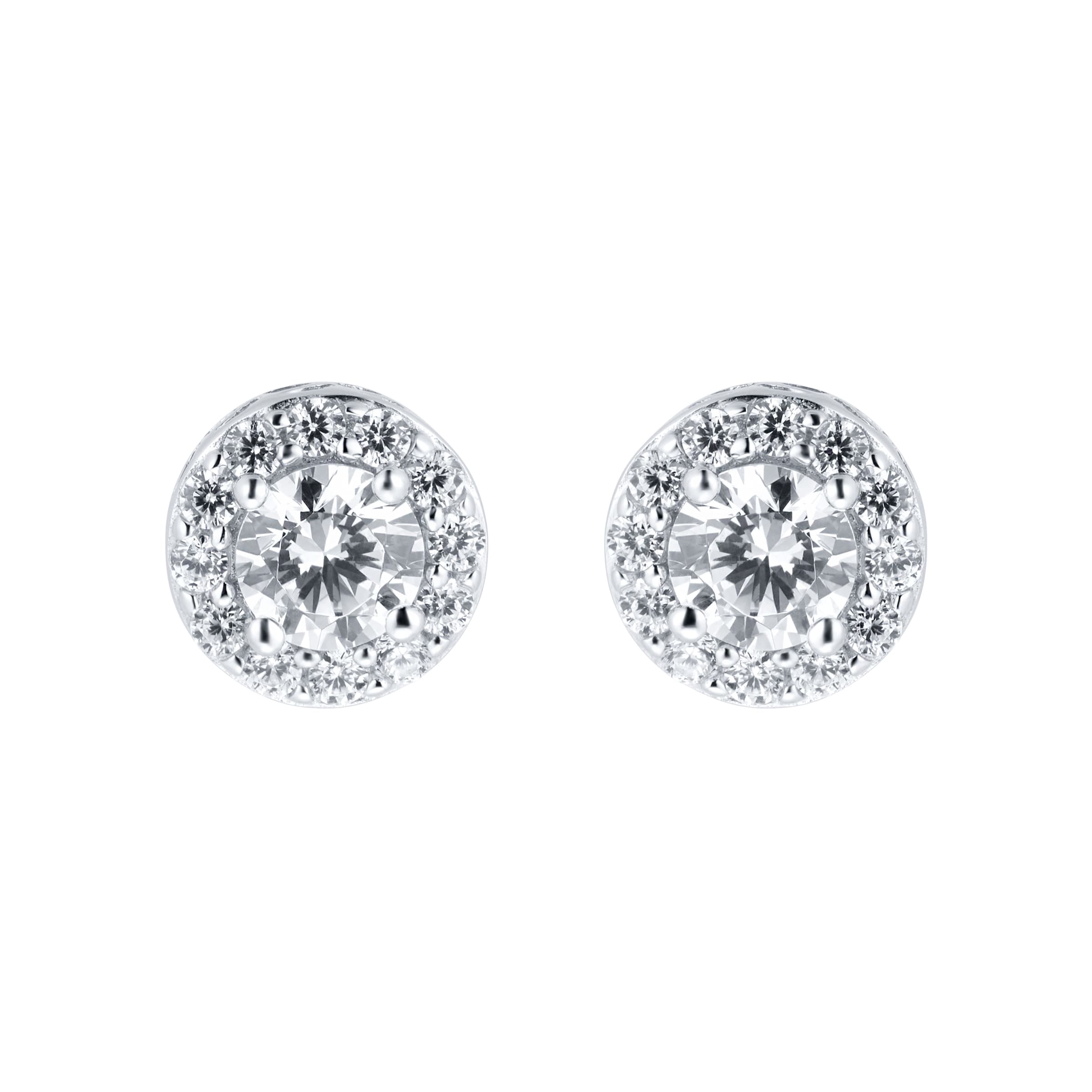 9ct White Gold Cubic Zirconia Halo Stud Earrings