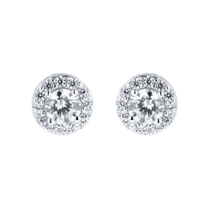 Goldsmiths 9ct White Gold Cubic Zirconia Halo Stud Earrings