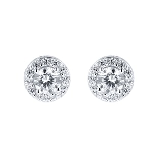 Goldsmiths 9ct White Gold Cubic Zirconia Halo Stud Earrings