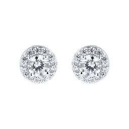 15040171 - 9ct White Gold Cubic Zirconia Halo Stud Earrings