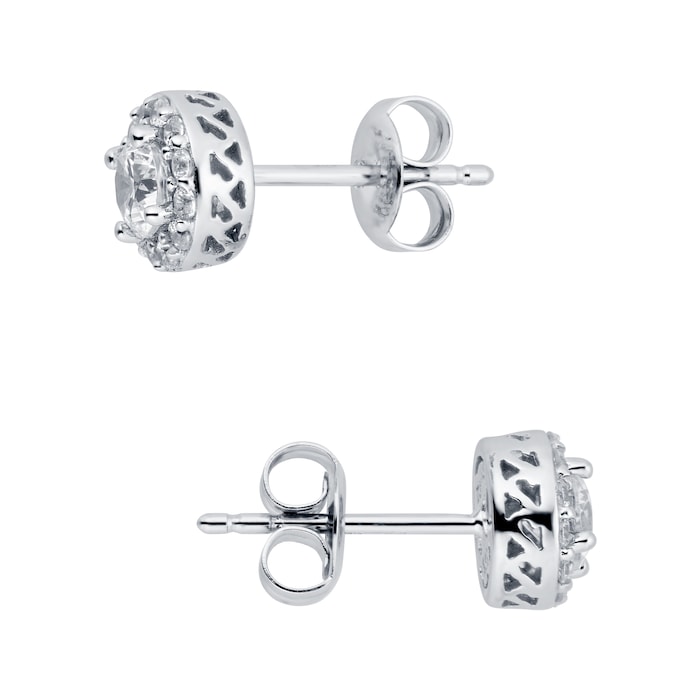 Goldsmiths 9ct White Gold Cubic Zirconia Halo Stud Earrings