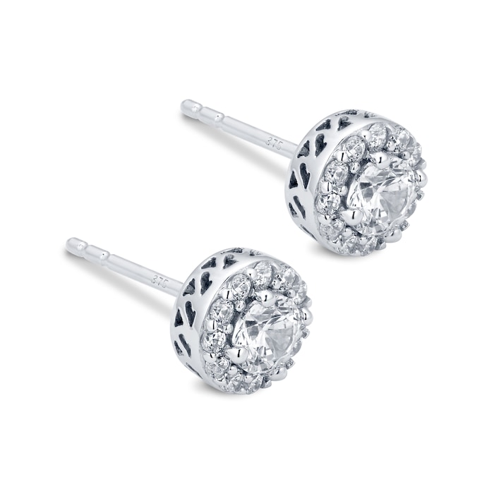 Goldsmiths 9ct White Gold Cubic Zirconia Halo Stud Earrings