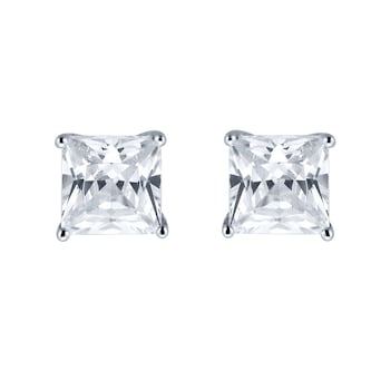 Goldsmiths 9ct White Gold Princess Cut Cubic Zirconia Stud Earrings Goldsmiths 9ct White Gold Princess Cut Cubic Zirconia Stud Earrings