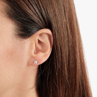 Goldsmiths 9ct White Gold Princess Cut Cubic Zirconia Stud Earrings Goldsmiths 9ct White Gold Princess Cut Cubic Zirconia Stud Earrings
