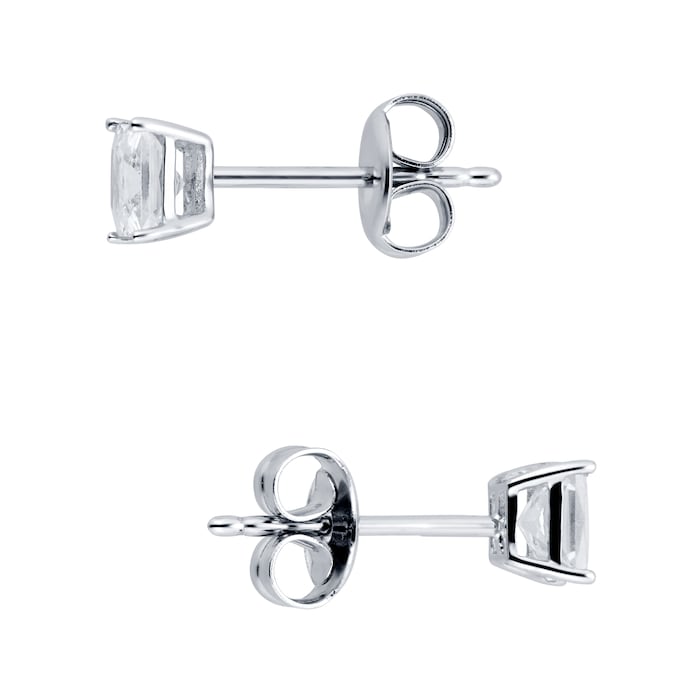 Goldsmiths 9ct White Gold Princess Cut Cubic Zirconia Stud Earrings