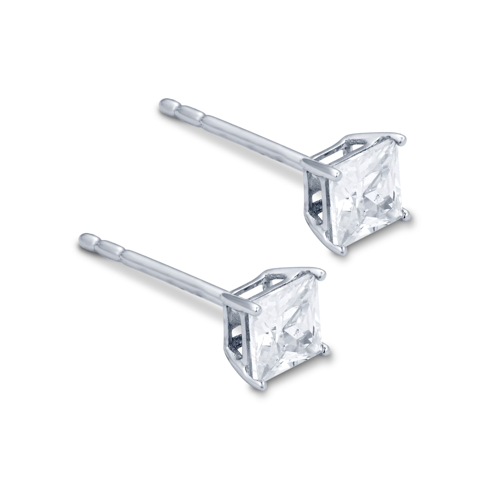 Goldsmiths 9ct White Gold Princess Cut Cubic Zirconia Stud Earrings