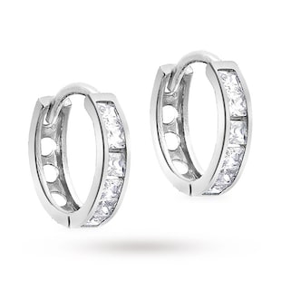 Goldsmiths 9ct White Gold Cubic Zirconia Huggie Earring