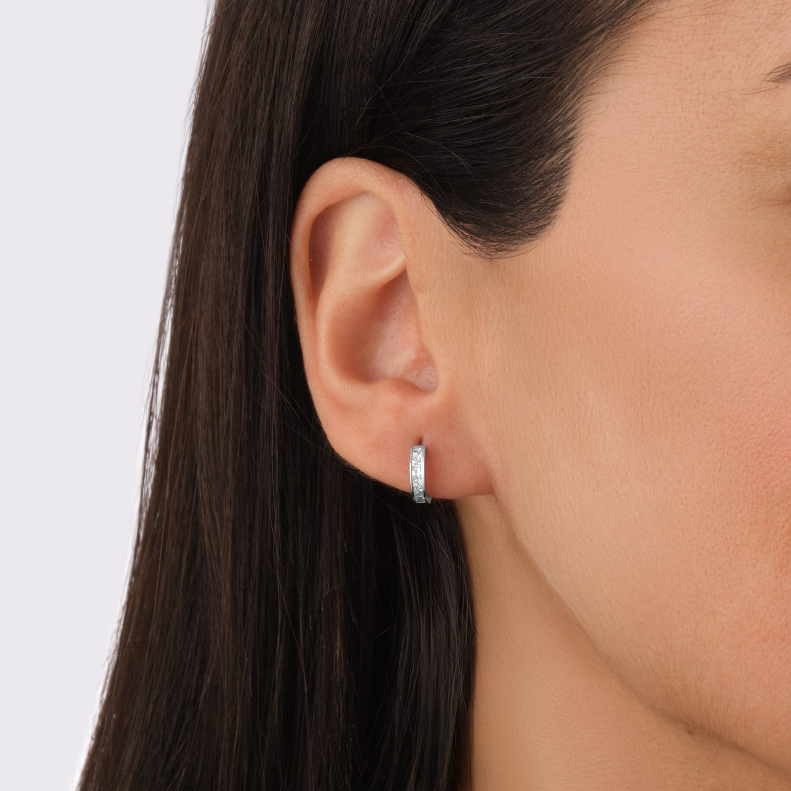 Goldsmiths 9ct White Gold Cubic Zirconia Huggie Earring