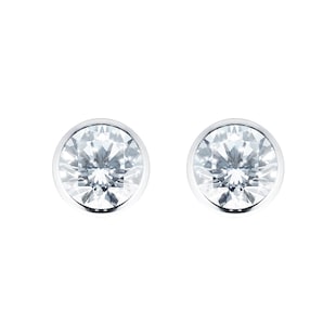 Goldsmiths 9ct White Gold Rub over Cubic Zirconia Stud Earrings