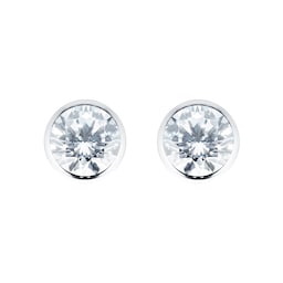 15040245 - 9ct White Gold Rub over Cubic Zirconia Stud Earrings