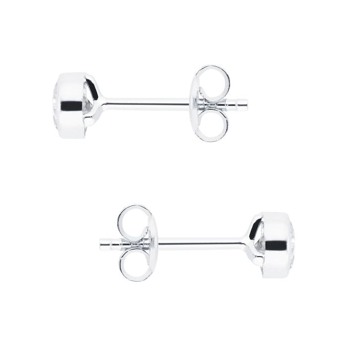 Goldsmiths 9ct White Gold Rub over Cubic Zirconia Stud Earrings