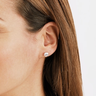 Goldsmiths 9ct White Gold 7mm Cubic Zirconia Stud Earrings