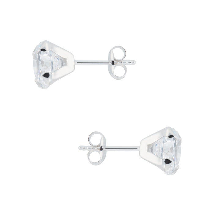 Goldsmiths 9ct White Gold 7mm Cubic Zirconia Stud Earrings