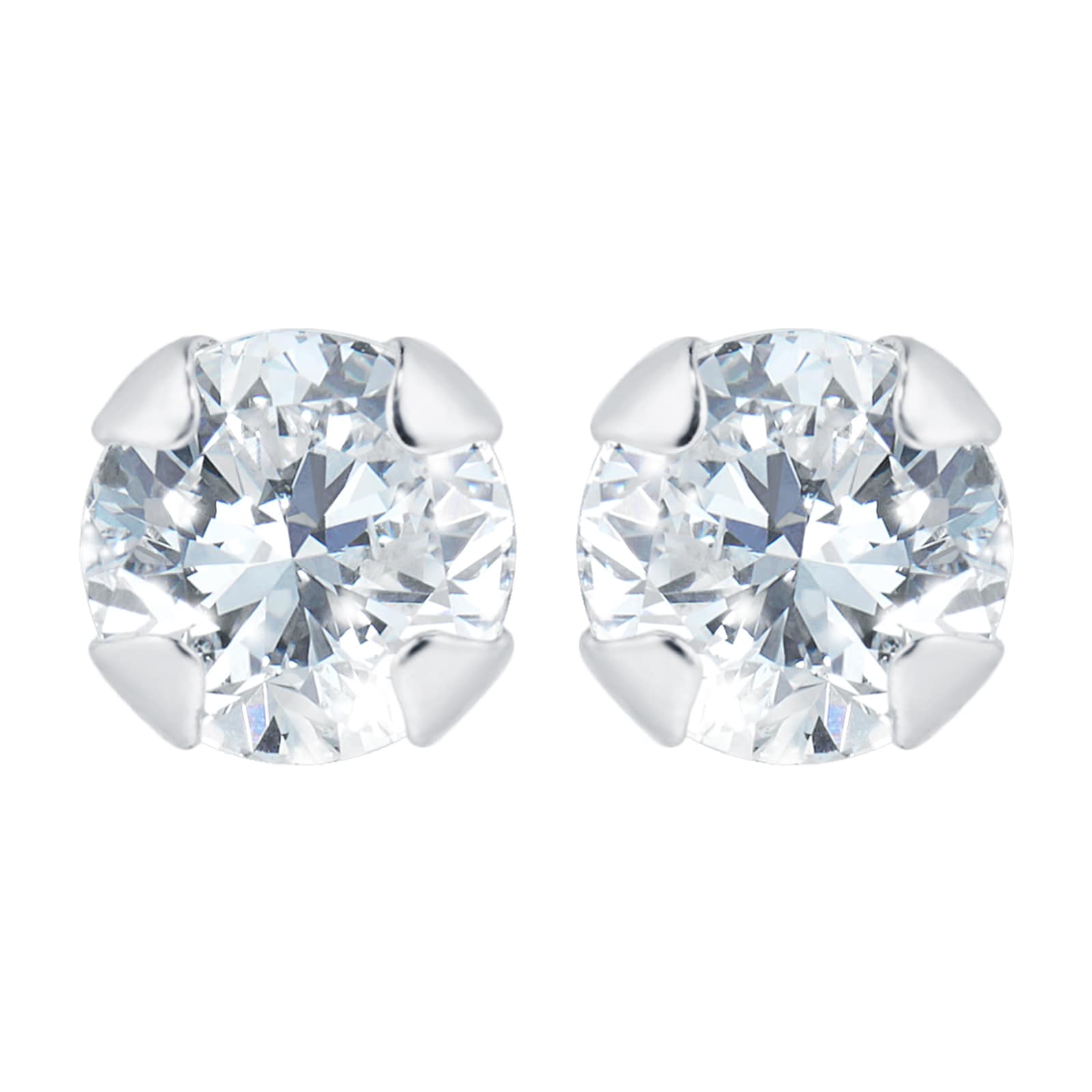 Goldsmiths 9ct White Gold 3mm Cubic Zirconia Stud Earrings Goldsmiths 9ct White Gold 3mm Cubic Zirconia Stud Earrings
