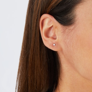 Goldsmiths 9ct White Gold 3mm Cubic Zirconia Stud Earrings