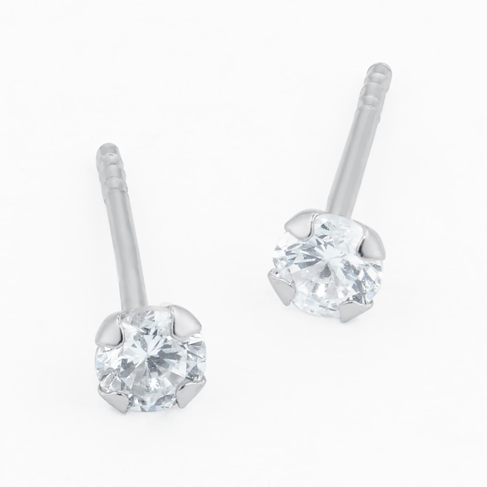Goldsmiths 9ct White Gold 3mm Cubic Zirconia Stud Earrings Goldsmiths 9ct White Gold 3mm Cubic Zirconia Stud Earrings