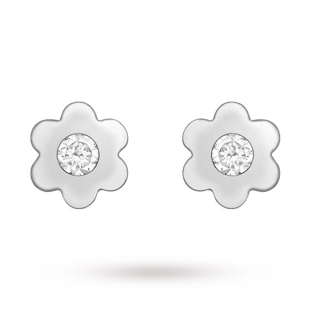 Goldsmiths 9ct White Gold Cubic Zirconia Flower Stud Earrings