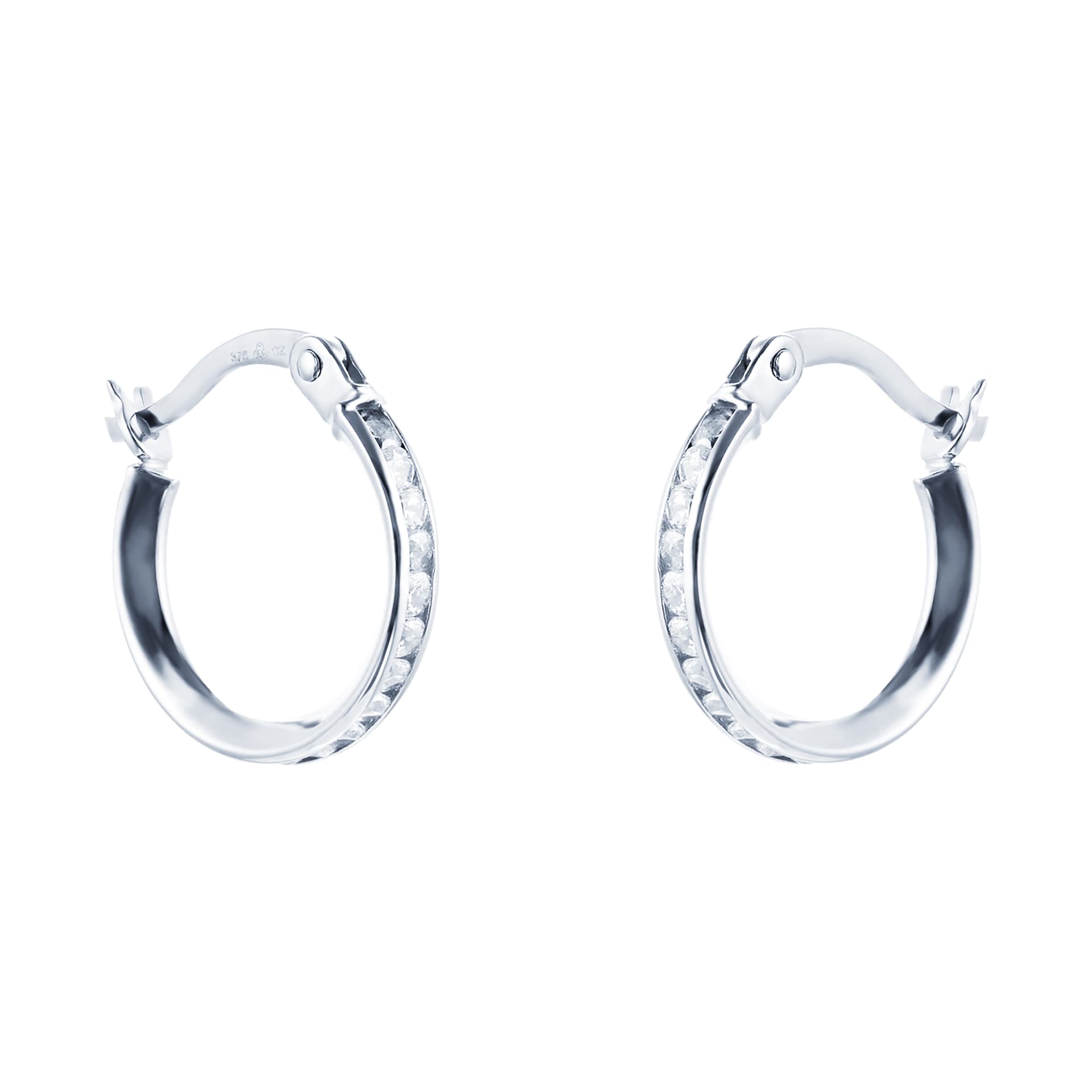 Goldsmiths 9ct White Gold Crystal Hoop Earrings
