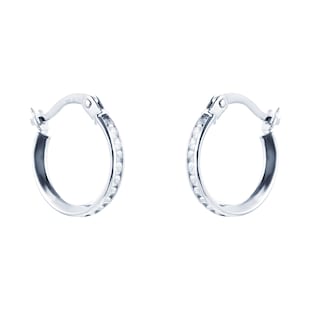 Goldsmiths 9ct White Gold Crystal Hoop Earrings