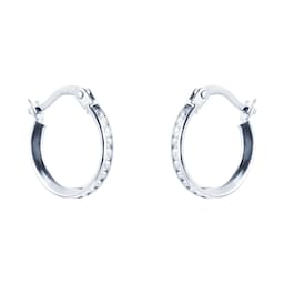 15040277 - 9ct White Gold Crystal Hoop Earrings