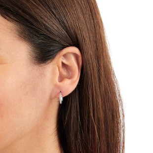 Goldsmiths 9ct White Gold Crystal Hoop Earrings