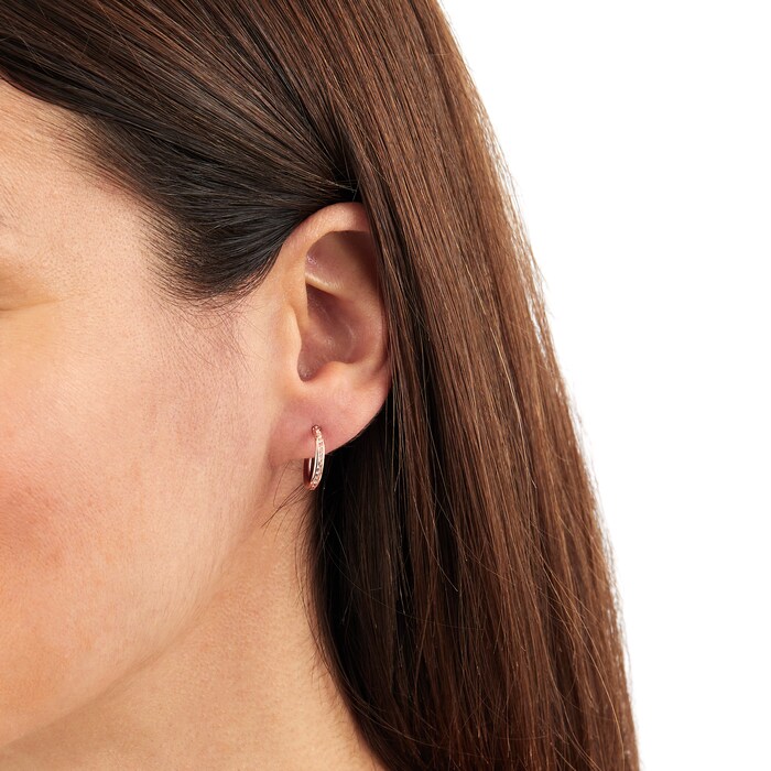 Goldsmiths 9ct Rose Gold Cubic Zirconia Hoop Earrings