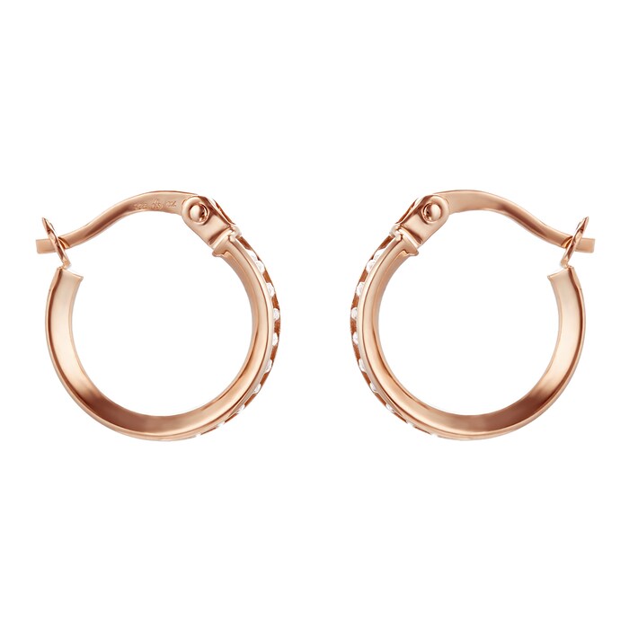 Goldsmiths 9ct Rose Gold Cubic Zirconia Hoop Earrings