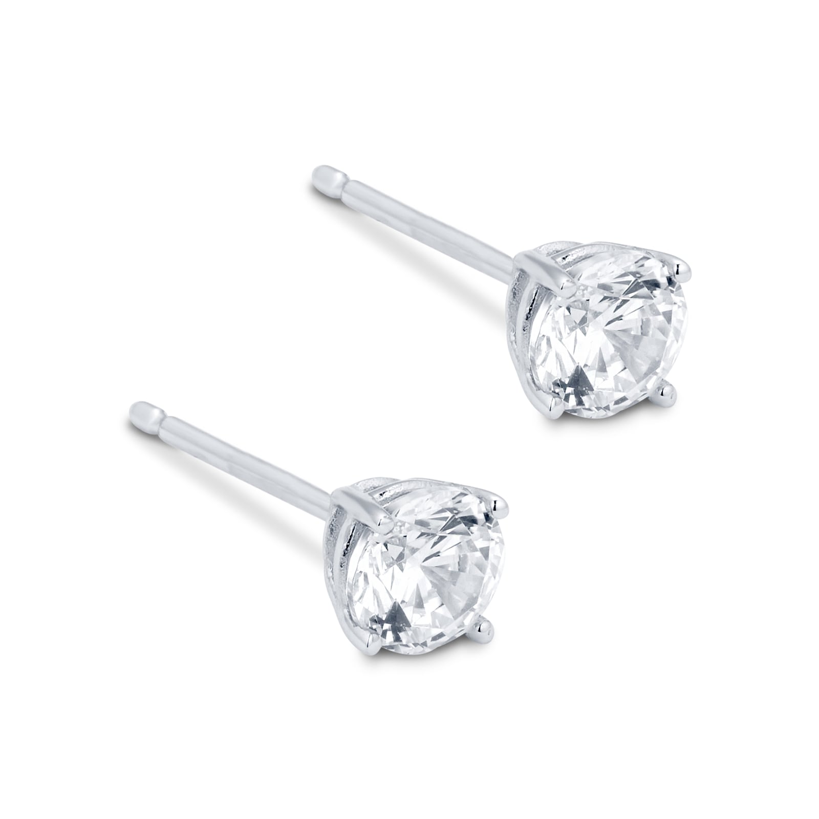 Goldsmiths 9ct White Gold Round Brilliant 4mm Cubic Zirconia Stud