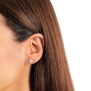 Goldsmiths 9ct White Gold 6mm Cubic Zirconia Stud Earrings