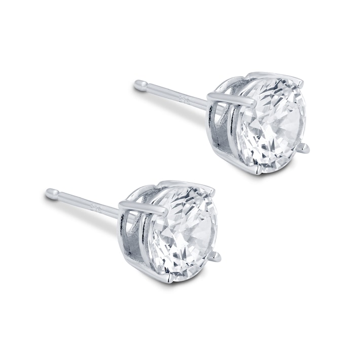 Goldsmiths 9ct White Gold 6mm Cubic Zirconia Stud Earrings