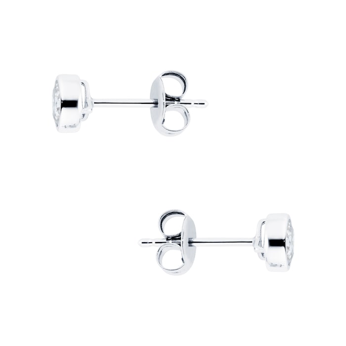 Goldsmiths 9ct White Gold 5mm Bezel Set Stud Earrings