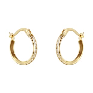 Goldsmiths 9ct Yellow Gold 10mm Crystal Hoop Earrings