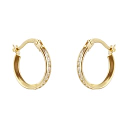 15040331 - 9ct Yellow Gold 10mm Crystal Hoop Earrings