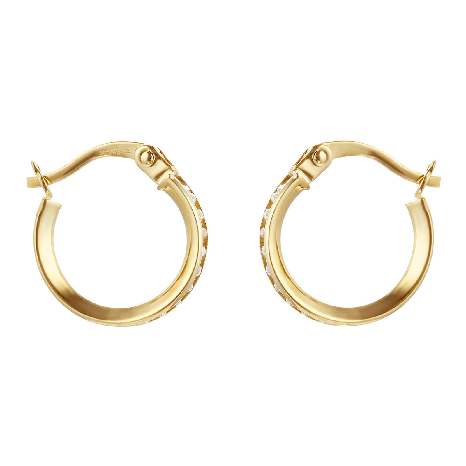 Goldsmiths 9ct Yellow Gold 10mm Crystal Hoop Earrings 1.58.8359 ...