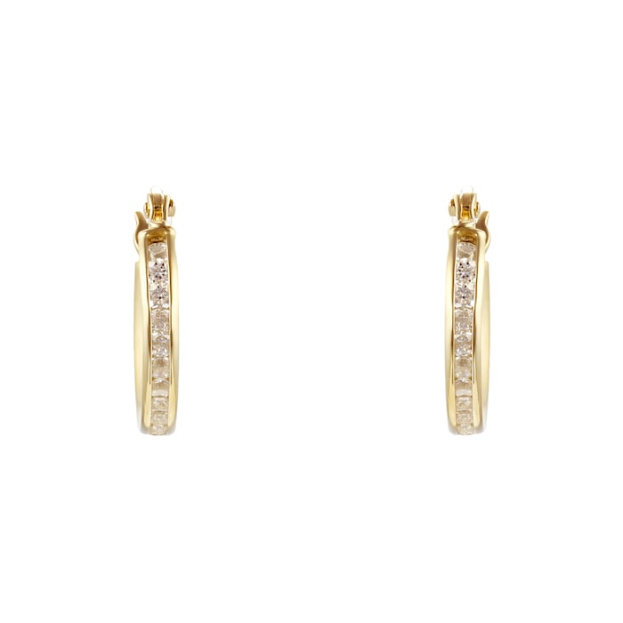 Goldsmiths 9ct Yellow Gold 10mm Crystal Hoop Earrings