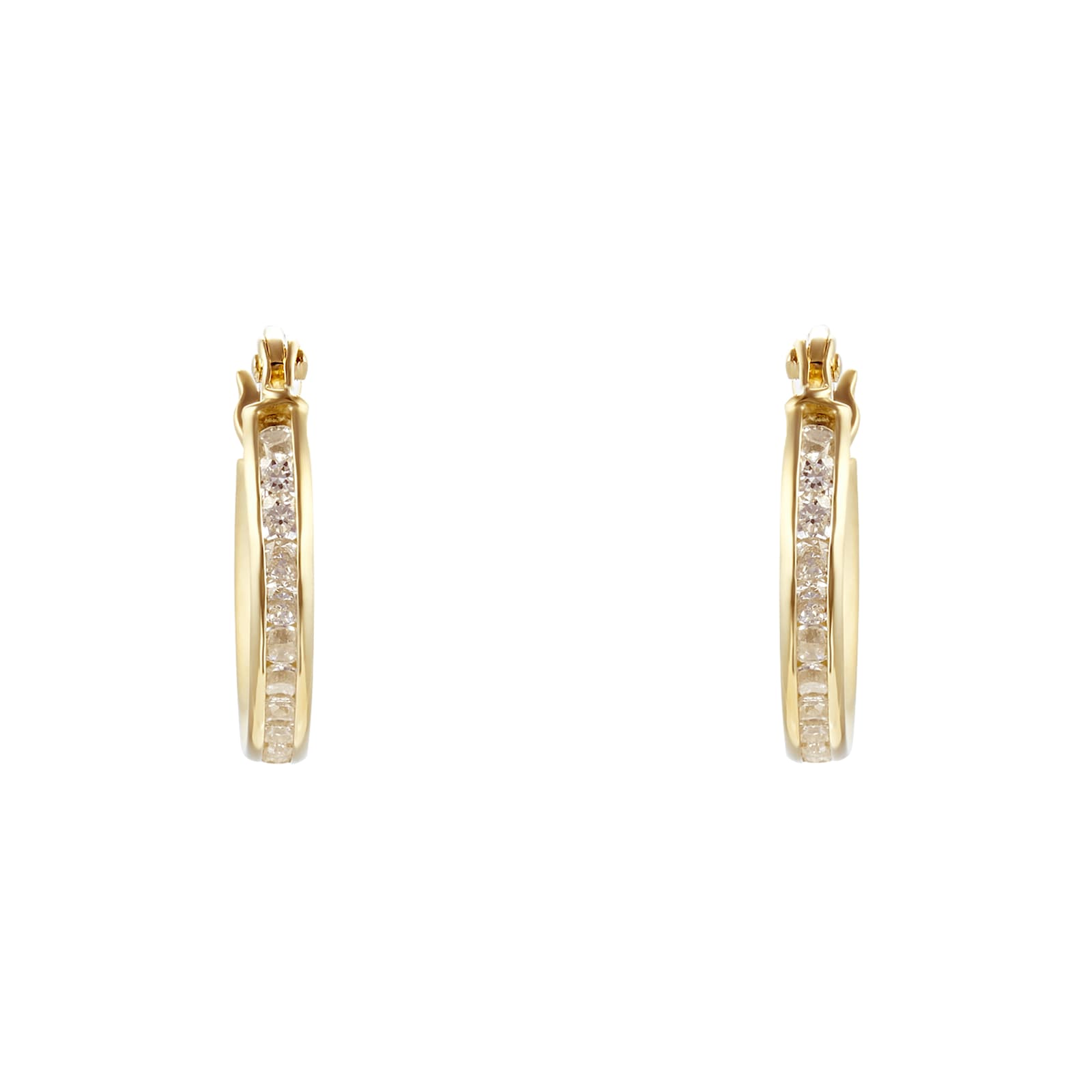 Goldsmiths 9ct Yellow Gold 10mm Crystal Hoop Earrings 1.58.8359 ...